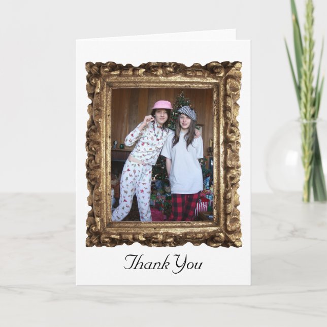 Tarjeta fotográfica marco de madera dorada (Anverso)