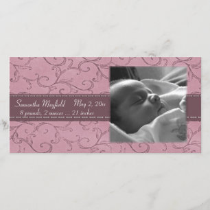 Tarjeta fotográfica Mauve Swirl Chica Invitación