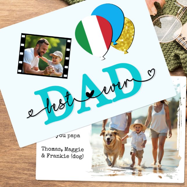 Tarjeta fotográfica mejor papá de Italia, bandera, (Patriotic Italy Dad Card)