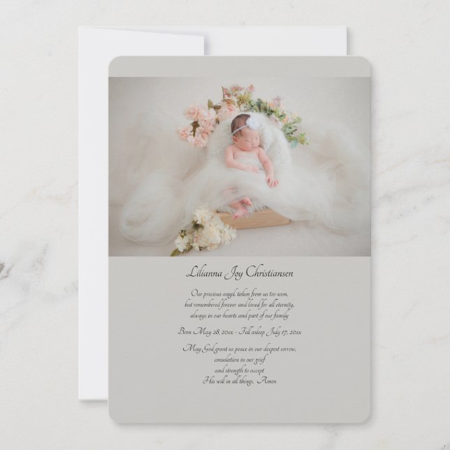Tarjeta fotográfica Memorial del Bebé (usted elige (Anverso)