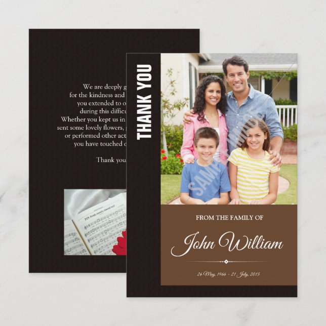 Tarjeta fotográfica Memorial Gracias (Anverso / Reverso)