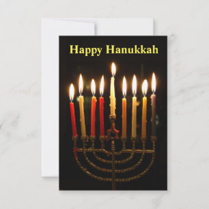 Tarjeta fotográfica Menorah y Candles Hanukkah