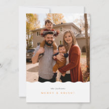 Tarjeta fotográfica Merry & Bright con marco ondul