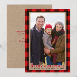 Tarjeta fotográfica Merry Christmas Kraft Tartan