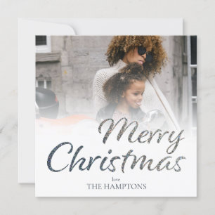 Tarjeta fotográfica Merry Christmas Silver Purpuri