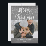 Tarjeta fotográfica Merry Christmas Winter<br><div class="desc">Rustic Merry Christmas Charcoal Grey Hand Lettered Script Snowflake Holiday Winter Card. La foto y el texto de este guión con letras a mano se pueden actualizar y personalizar con su foto y nombre.</div>