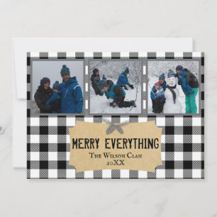 Tarjeta fotográfica Merry Everything Buffalo Plaid