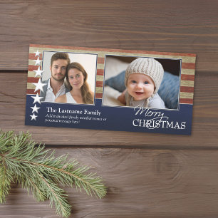 Tarjeta fotográfica militar/patriótica de Navidad