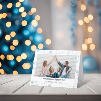 Tarjeta fotográfica Mínima Blue Snowflakes