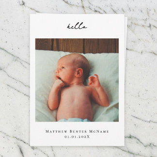 Tarjeta fotográfica mínima de Invitación para bebé