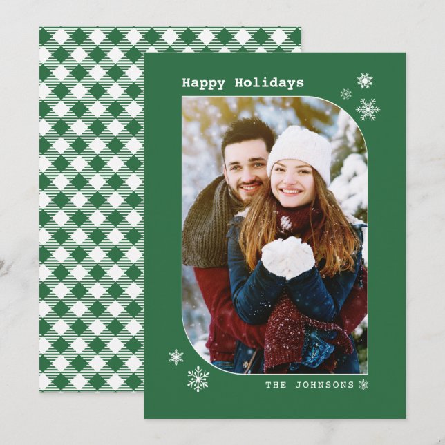 Tarjeta fotográfica Minimalista verde moderna para (Anverso / Reverso)