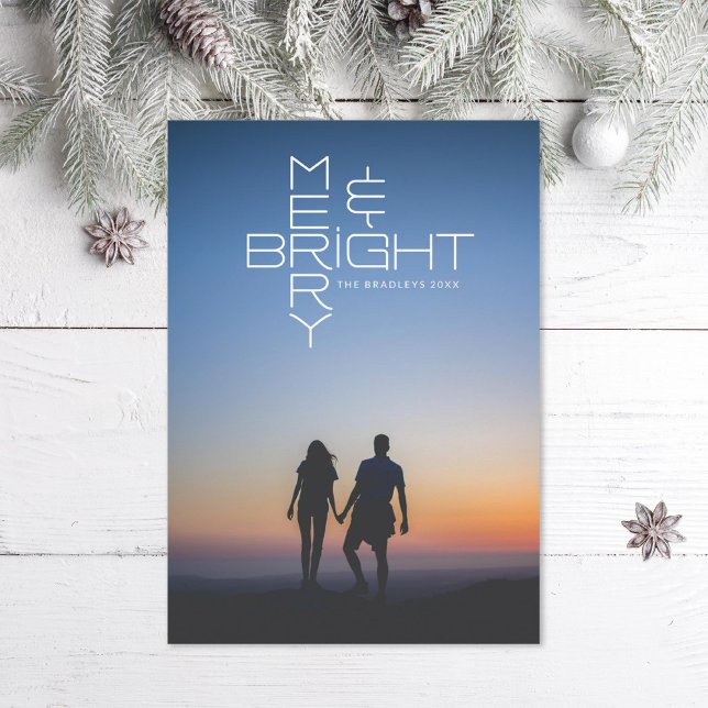 Tarjeta fotográfica Mod Letters Merry y Bright Hol (Subido por el creador)