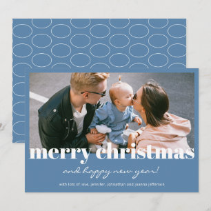 Tarjeta fotográfica moderna Blue Merry Christmas P