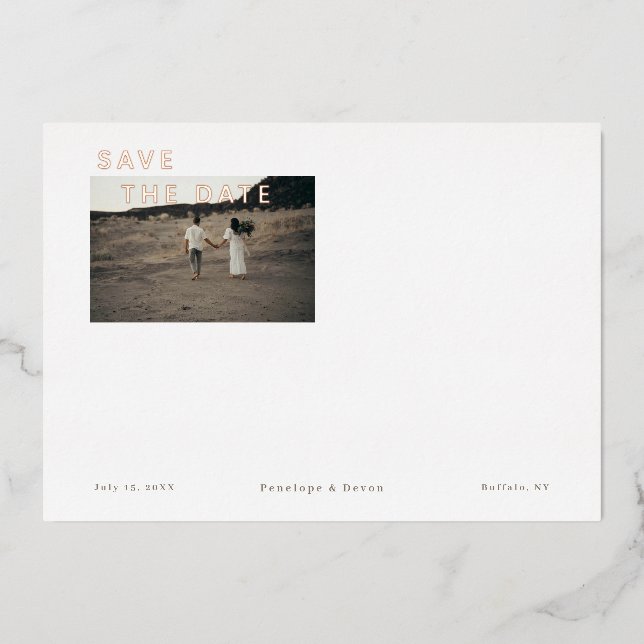 Tarjeta Fotográfica Moderna Con Guardar La Fecha E (Anverso)