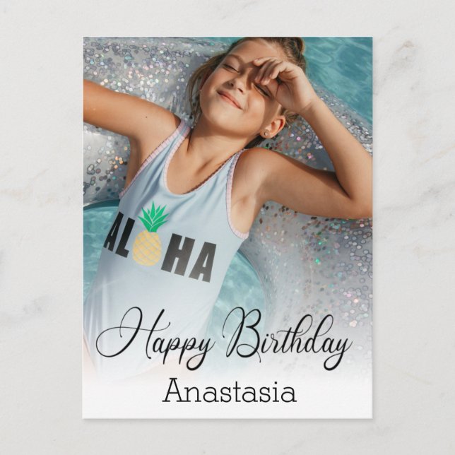 tarjeta fotográfica moderna de feliz cumpleaños (Anverso)