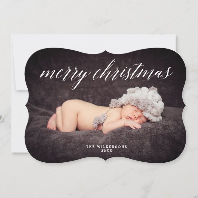 Tarjeta fotográfica moderna de Feliz Navidad (Anverso)