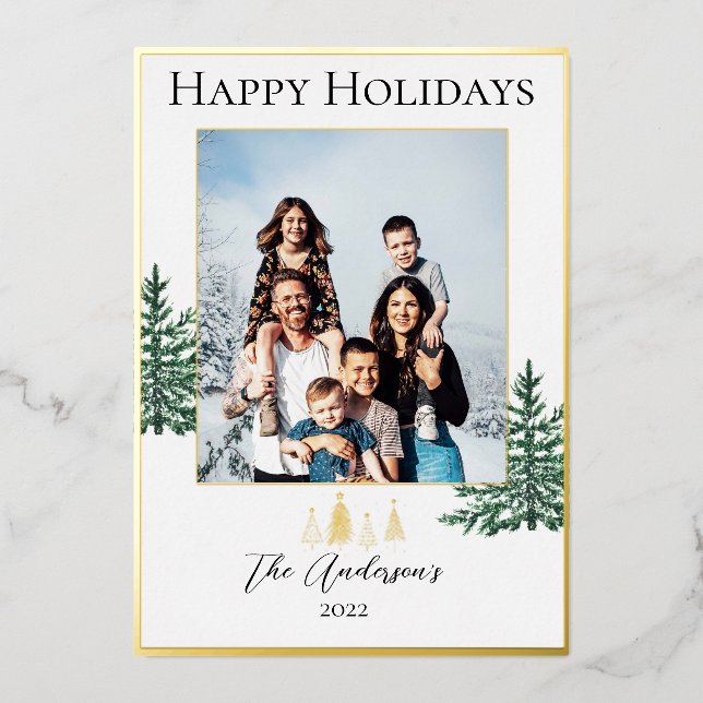 Tarjeta fotográfica moderna de Navidad blanca y do (Anverso)