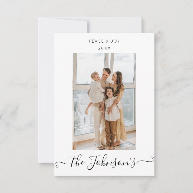 Tarjeta fotográfica moderna de Navidad mínima (Anverso)