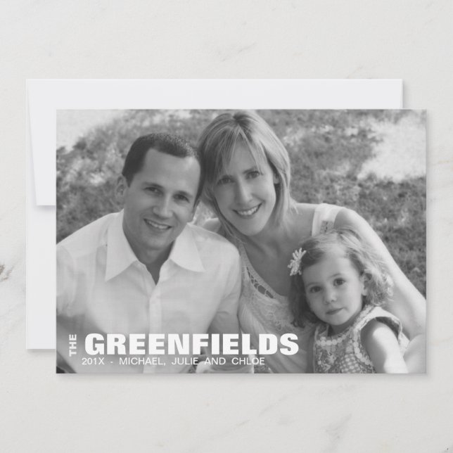 Tarjeta fotográfica moderna de vacaciones en blanc (Anverso)