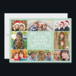 Tarjeta fotográfica moderna de vacaciones en la Ca<br><div class="desc">Plantilla de cuadrícula verde de menta simple con lugares para 8 de tus fotos favoritas. Ilustrado con un diseño elegante y moderno de swirls y fuentes sofisticadas. Dice "Te deseo una feliz Navidad". Personalízalo con tu apellido. ***TENGA EN CUENTA que si cambia el tipo de letra o el tamaño del...</div>