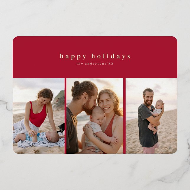 Tarjeta fotográfica moderna de varias fotos con re (Anverso)