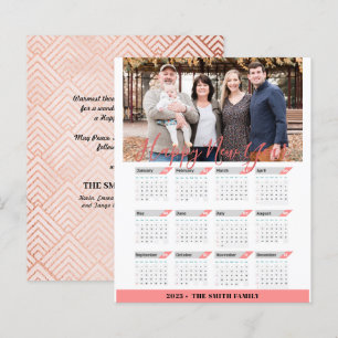 Tarjeta fotográfica moderna del Calendario Oro Ros