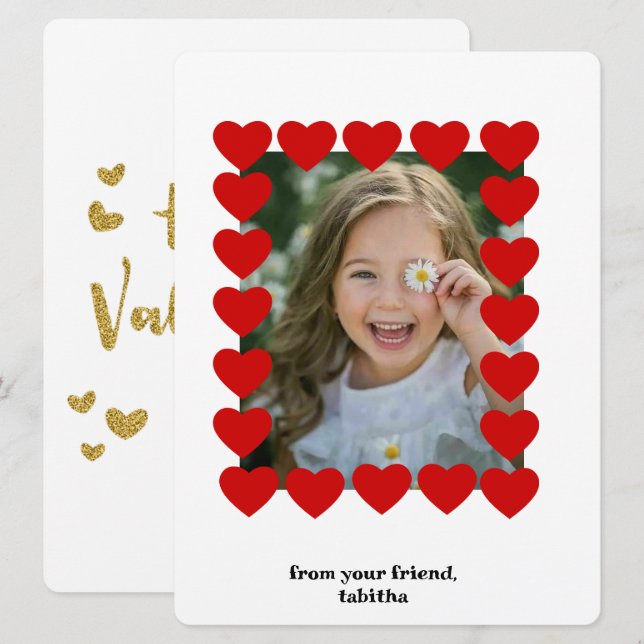 tarjeta fotográfica moderna día de San Valentín, t (Anverso / Reverso)
