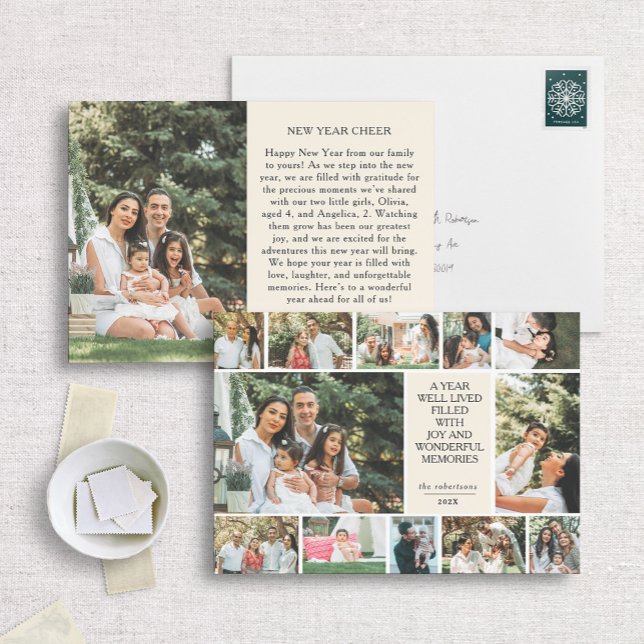Tarjeta fotográfica moderna multifotografía de Año (Subido por el creador)