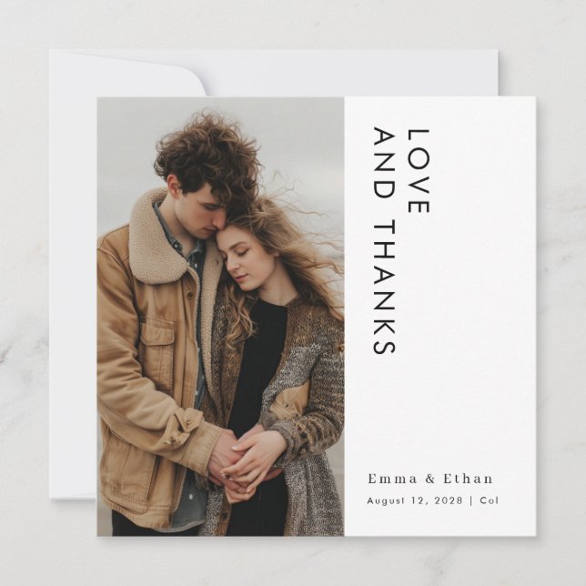 Tarjeta fotográfica Moderna y simple de Boda (Anverso)