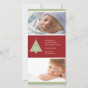 Tarjeta fotográfica Monograma de árbol de Navidad