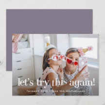 Tarjeta fotográfica morada "Intentemos esto de nue