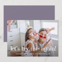 Tarjeta fotográfica morada "Intentemos esto de nue