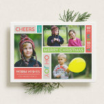 Tarjeta fotográfica navideña alegre y brillante<br><div class="desc">Presentamos un diseño de tarjeta fotográfica de vacaciones vibrante y festivo que encarna el espíritu alegre de la temporada con un cautivador estilo bloque de color. Este diseño rebosa de colores Navidades brillantes, creando un ambiente dinámico y animado que hará sonreír a quienes lo reciben. La tarjeta presenta un dinámico...</div>