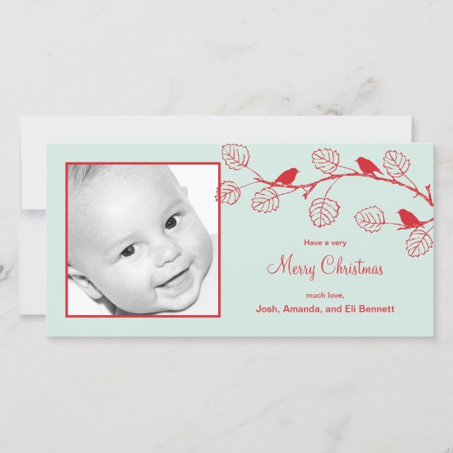 Tarjeta fotográfica navideña Birds (Anverso)
