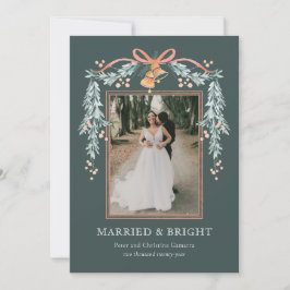 Tarjeta fotográfica navideña casada y brillante