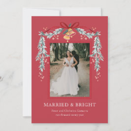Tarjeta fotográfica navideña casada y brillante