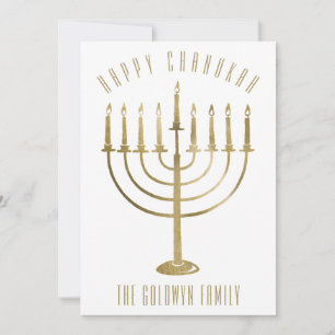 Tarjeta fotográfica navideña Chanukah Menorah Happ