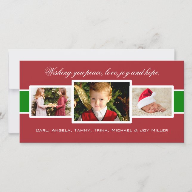 Tarjeta fotográfica navideña Charming Trio (Anverso)