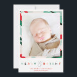 Tarjeta fotográfica navideña con marco brillante<br><div class="desc">Esta tarjeta de Navidades festiva de 5" x 7" presenta un borde moderno y pintoresco para encuadrar la foto. El respaldo incluye un diseño de banda colorida,  o puede agregar un mensaje personal o fotos adicionales.</div>