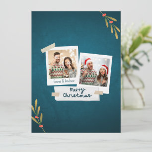 Tarjeta fotográfica navideña con texto de color ve