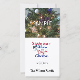 Tarjeta fotográfica navideña de amargo y brillante