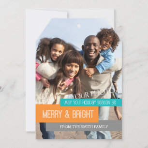 Tarjeta fotográfica navideña de amarre y brillante