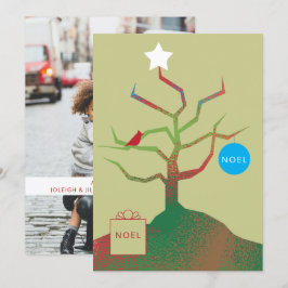 Tarjeta fotográfica navideña de árbol de arte