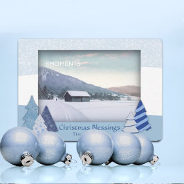 Tarjeta fotográfica navideña de árboles caprichoso