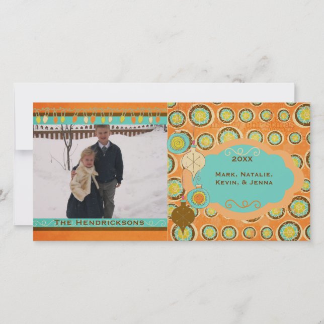 Tarjeta fotográfica navideña de bola de nieve para (Anverso)