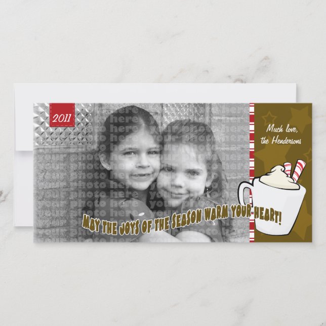 Tarjeta fotográfica navideña de chocolate caliente (Anverso)