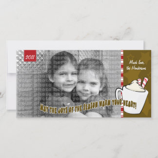Tarjeta fotográfica navideña de chocolate caliente