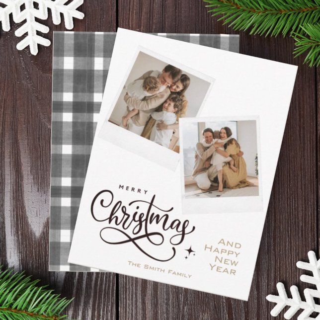 Tarjeta fotográfica navideña de feriado gris de Fe (Subido por el creador)