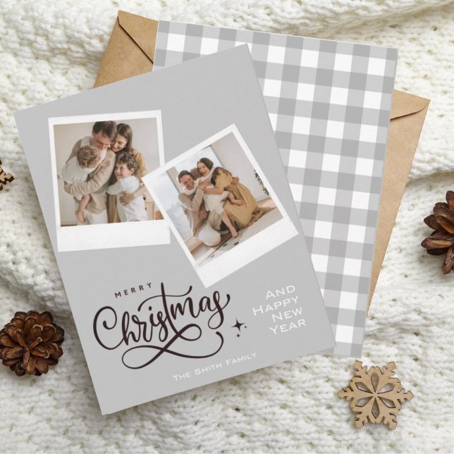 Tarjeta fotográfica navideña de feriado gris de Fe (Subido por el creador)