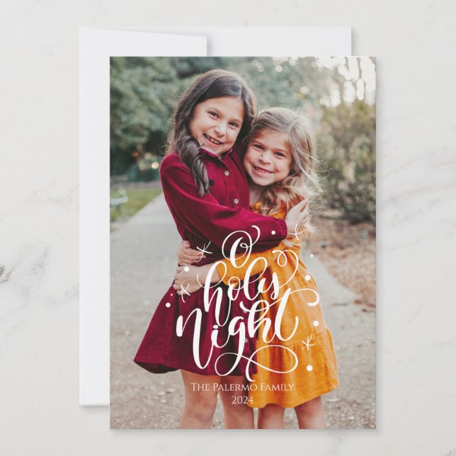 Tarjeta fotográfica navideña de la sagrada noche (Anverso)